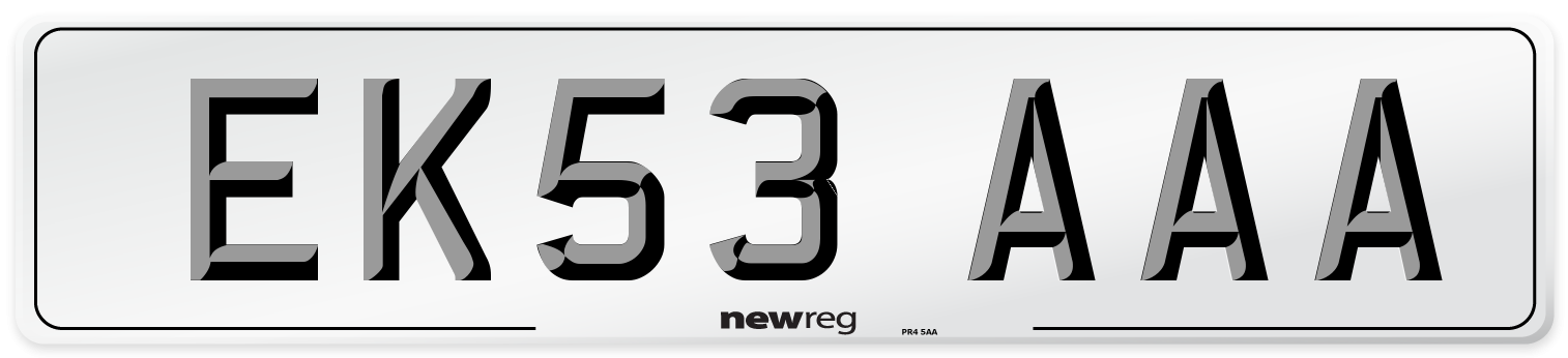 EK53 AAA Number Plate from New Reg